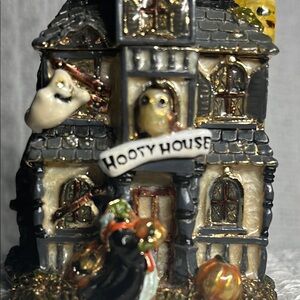 Fitz and Floyd Figurine enamel trinket box - Rare Hooty House 🎃